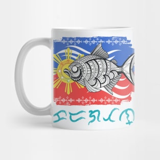 Tribal line Art Fish / Baybayin word Karagatan (Ocean) Mug